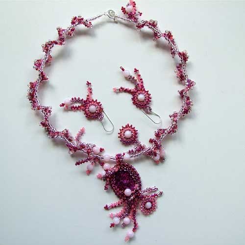 Lynn Davy Beading - Flora's Treasure Necklace and Earrings exclusive to Westcoast Jewellery